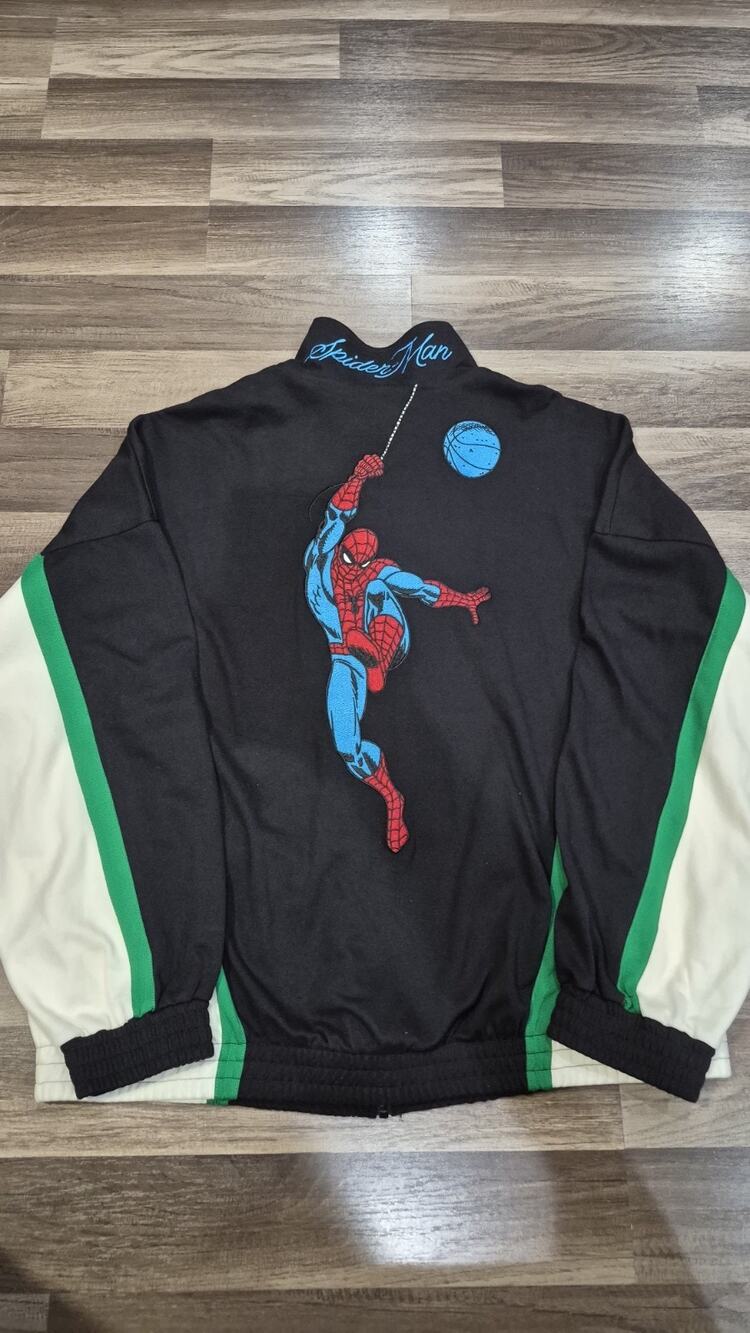Marvel NBA Spider-Man Jacket Black Green Cream Basketball Apparel - Mn’s Sz XL